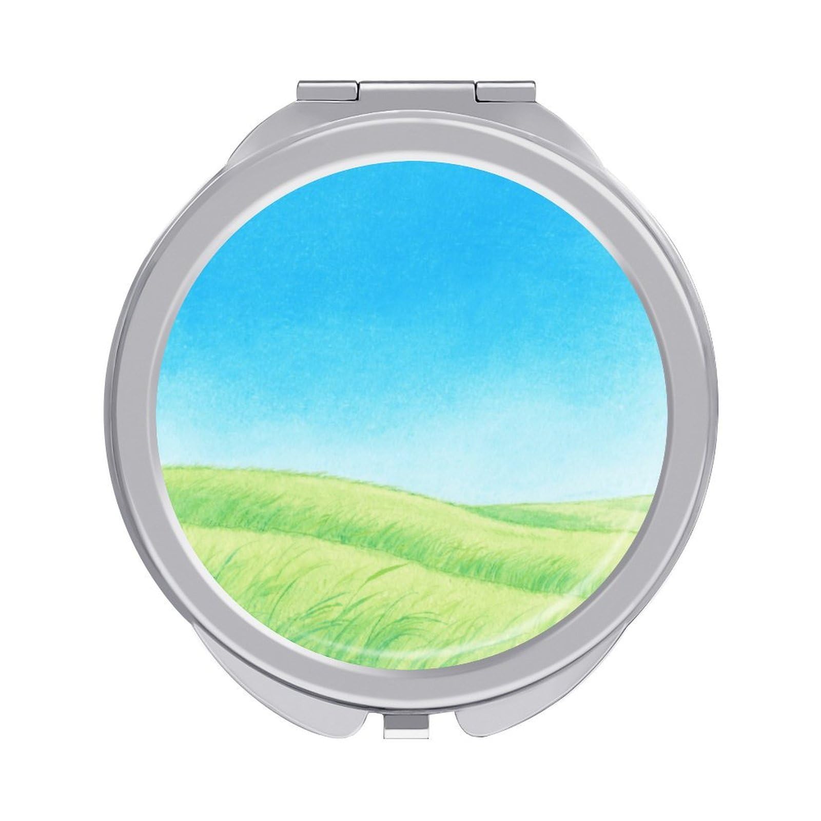 Fekiloot Style Grassland Travel Makeup Mirror Handheld Compact Mirror Portable Pocket Mirror Double-Sided 1X/2X Magnifying For Handbag And Purses