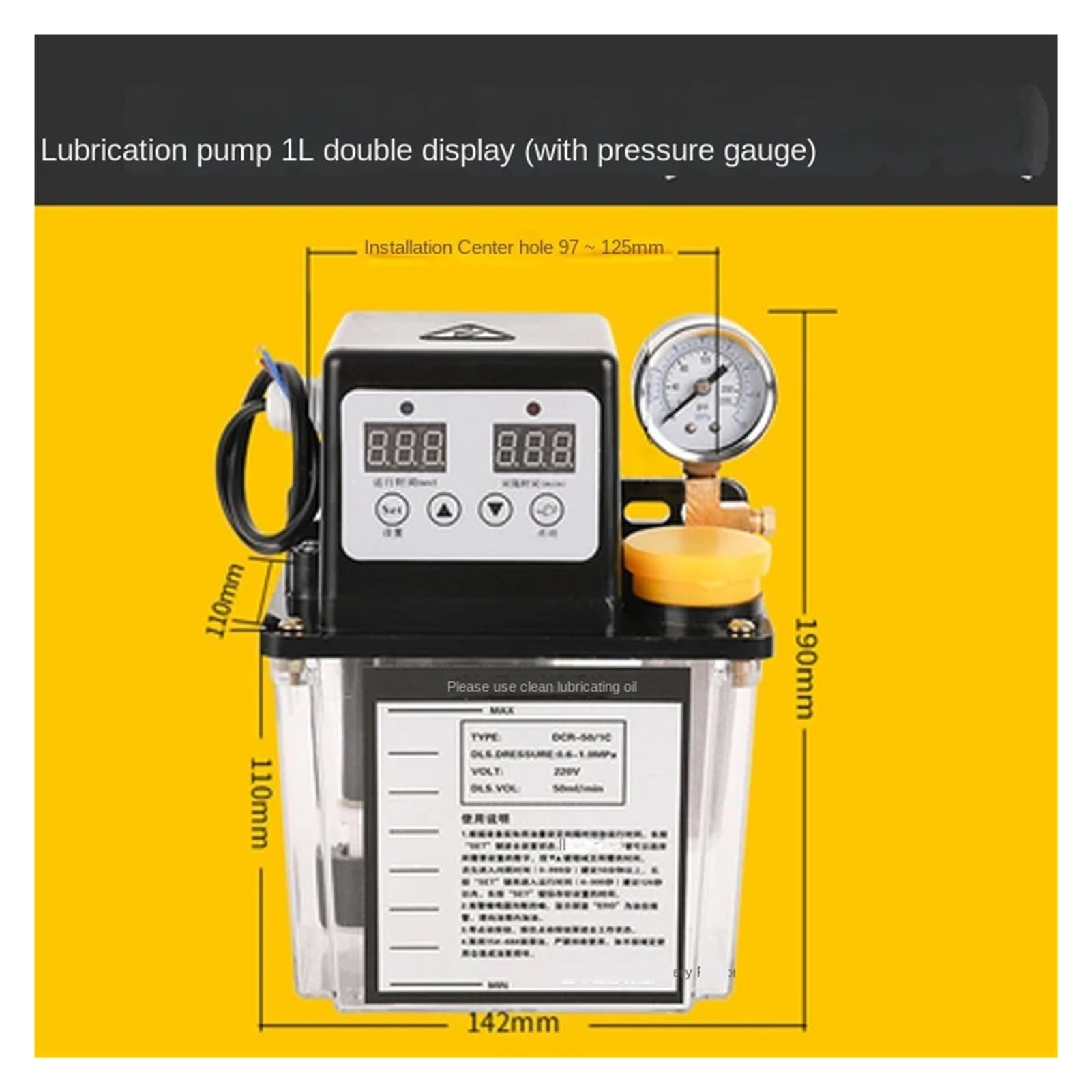 W pełni automatyczna pompa oleju smarowego, automatyczna pompa oleju smarowego 220 V CNC, pompa olejowa do obrabiarek, tokarka, szyna prowadząca, olejarka elektryczna (2,0 l (2,0 Vvoltage))