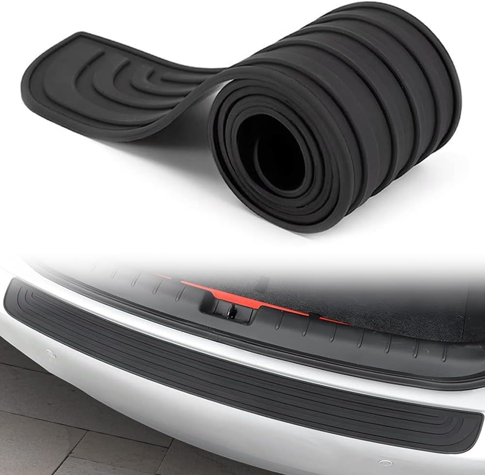Tryagat 1PC Rear Bumper Protector for MG ZS Hybrid+ Trophy 2024 2025 2026, Rubber Trunk Guard Anti-Scratch Sill Plate Cover Self-Adhesive Trim Strip Durable Edge Shield,90cm*7cm