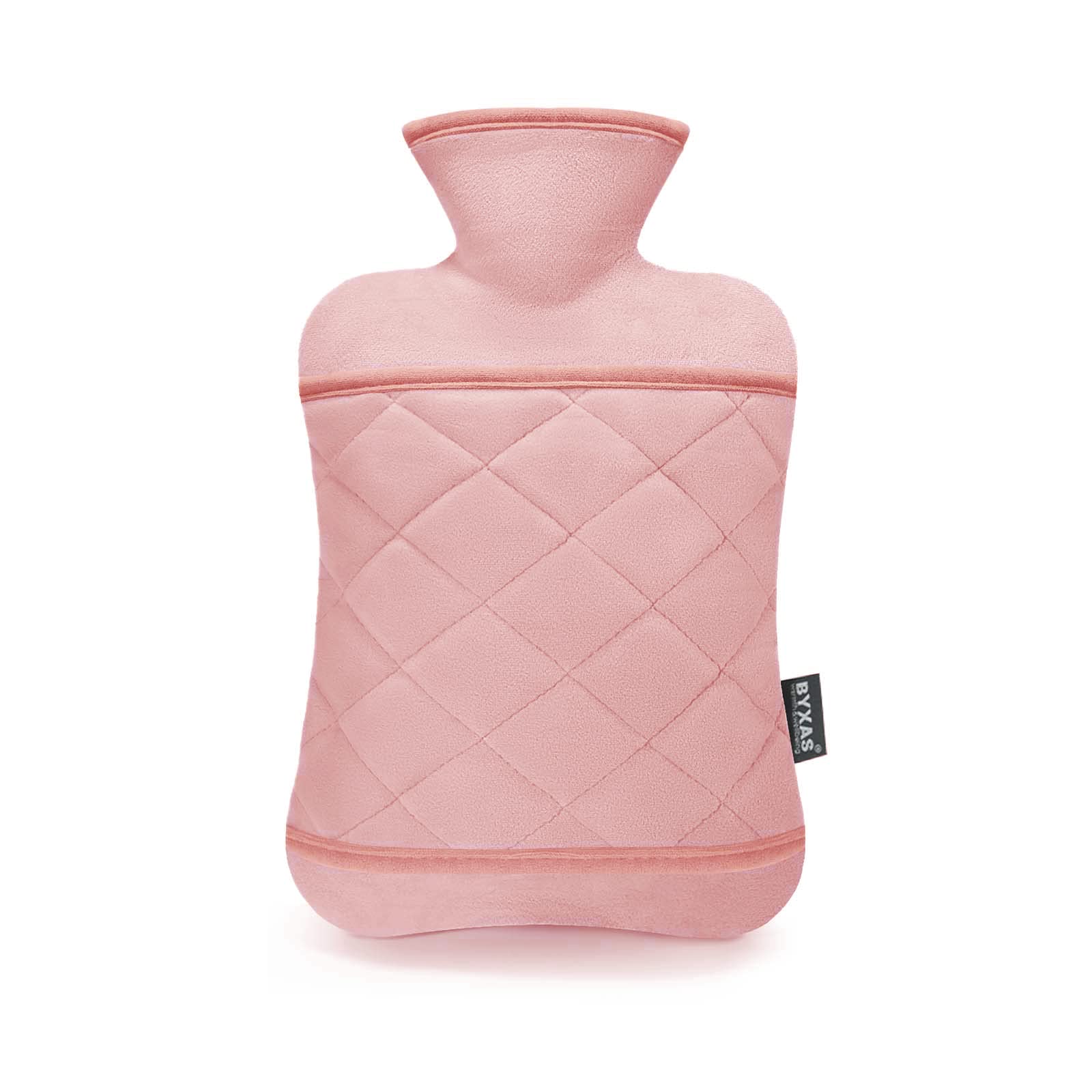 BYXAS Hot Water Bottle with Cover Kangaroo Pocket - 2.0 L Hot Water Bottles Leak-Proof Bed Bottle with Super Soft Removable Cover Hand Foot Warmer Ideal for Pain Relief, Pink