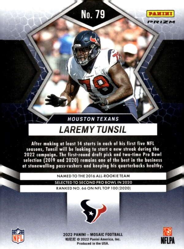 Miniatura 2 de 2022 Panini Mosaic Mosaic Reactive Orange #79 Laremy Tunsil Houston Texans NFL Football Trading Card