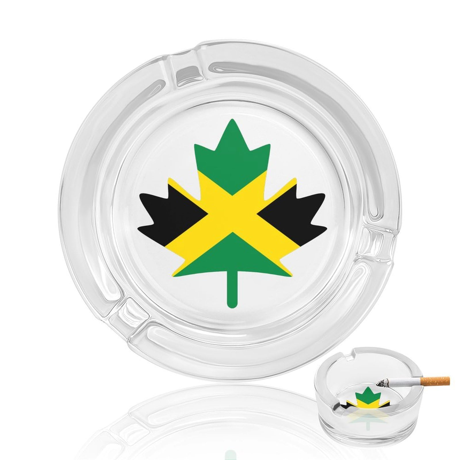 Nclqvjxzkhw Style Jamaica Maple Flag Glass Ashtray Round Ash Tray Smoking Trays For Home Garden Outdoor