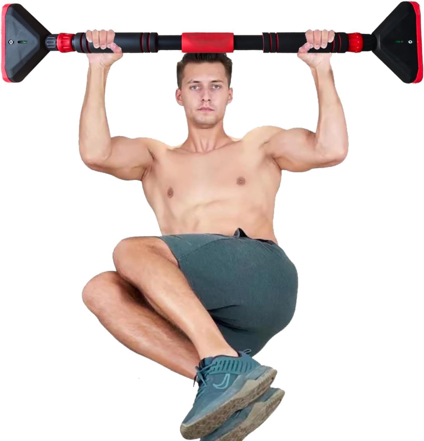 Pull-Up Bar, Door Bar |Upper Arm and Abdominal Trainer | Individually Adjustable, Sturdy Steel | Maximum Load 200 kg, Non-Slip Surface (BLACK, 75CM)-image-12