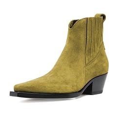 Women Vintage Pull On Chelsea Boots Closed Toe Low Chunky Heels Ankle Bootie Formal Business Office Outfit Shoes