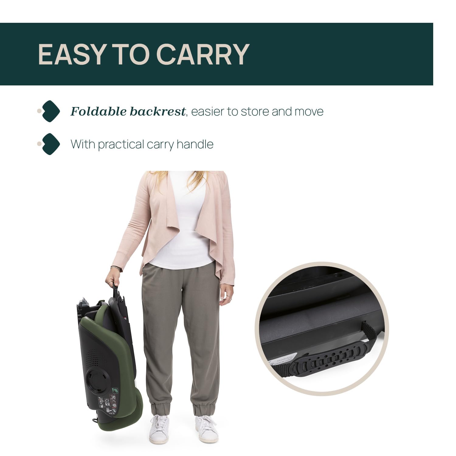 Chicco Fold&Go S i-Size (ECE R129/04), Siège auto 100-150 cm, avec connecteurs rigides Isofix, Enfants 3-12 ans, Inclinable et pliable, Protection latérale, Hauteur et assise réglables