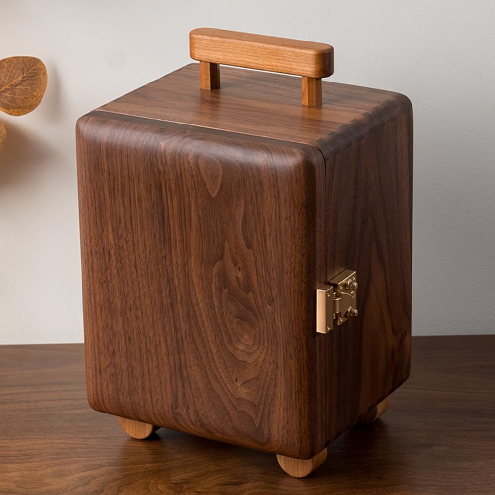 Lshtshf-ou Jewelry Storage Box Suitcase Necklace Ring Jewelry Box Wedding Gift Can Store Necklaces Earrings Rings(Dark walnut)