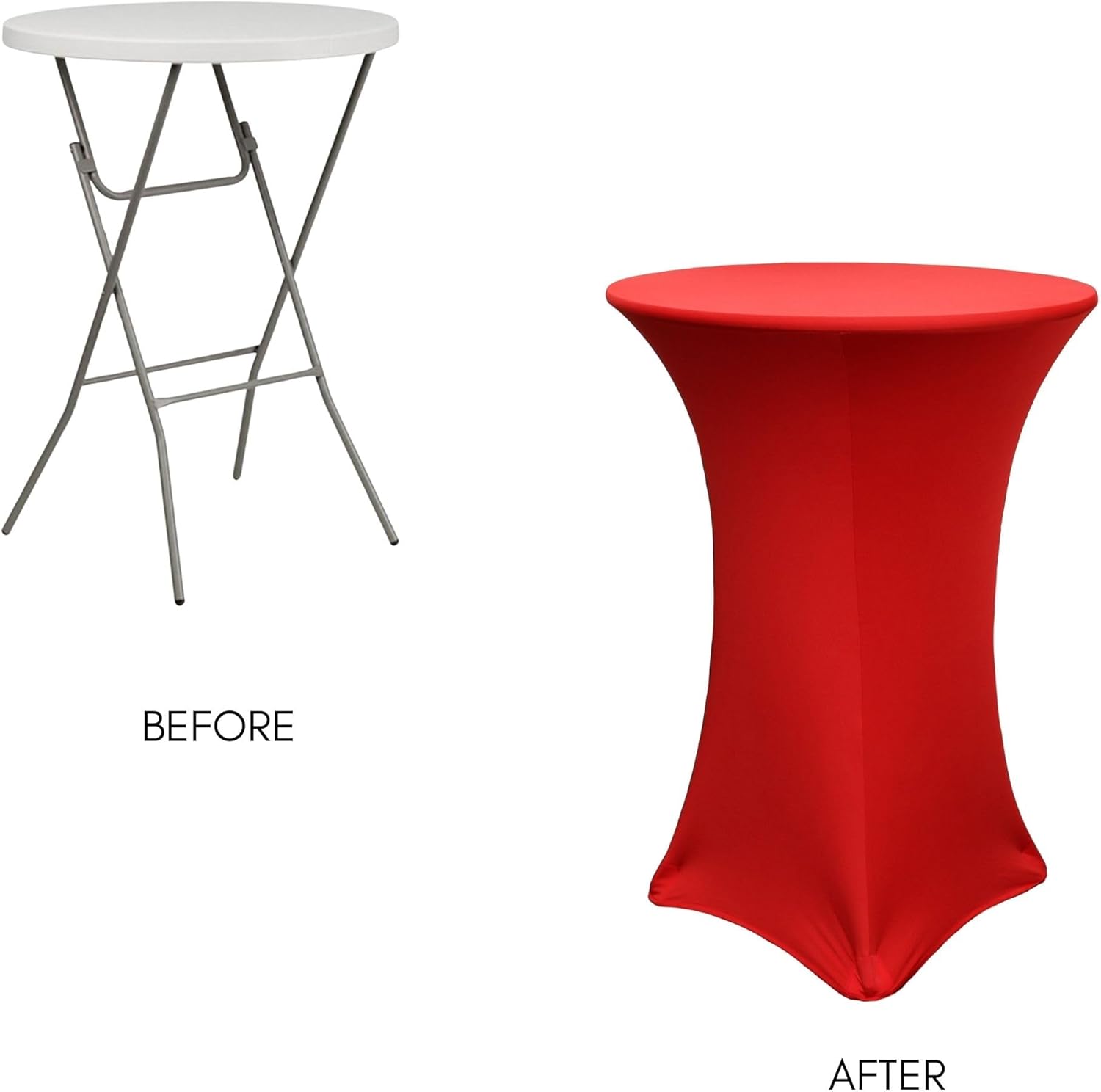 YOUR CHAIR COVERS - 32" D x 42" H Highboy Cocktail Round Stretch Spandex Table Cover - Red, Fitted Elastic Tablecloth for Round Tables, Outdoor Party DJ Tradeshow Banquet Vendor Wedding