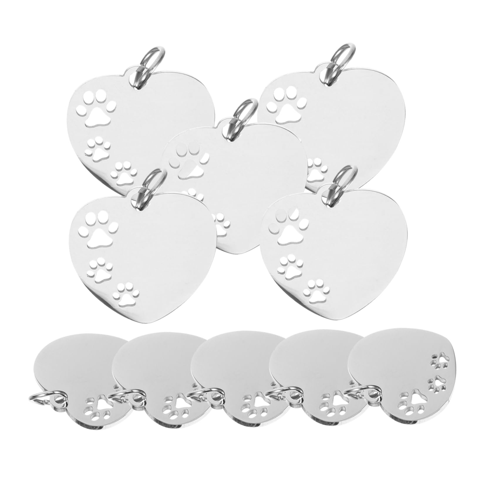 YARNOW Lot De 4 Médailles Didentification pour Chien en Acier Inoxydable Motif Cœur Et Patte 10 Pièces X 4