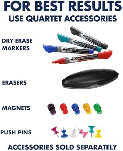 Miniatura 8 de Quartet Pizarra blanca con calendario y corcho, magnético, pizarra blanca y tablero de anuncios de corcho, 17 x 23 pulgadas, marco con acabado de