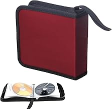 Ruikcoll CD Bag, CD Storage Bag for Car and Home, CD DVD Disc Storage Bag for 40 Discs, Red