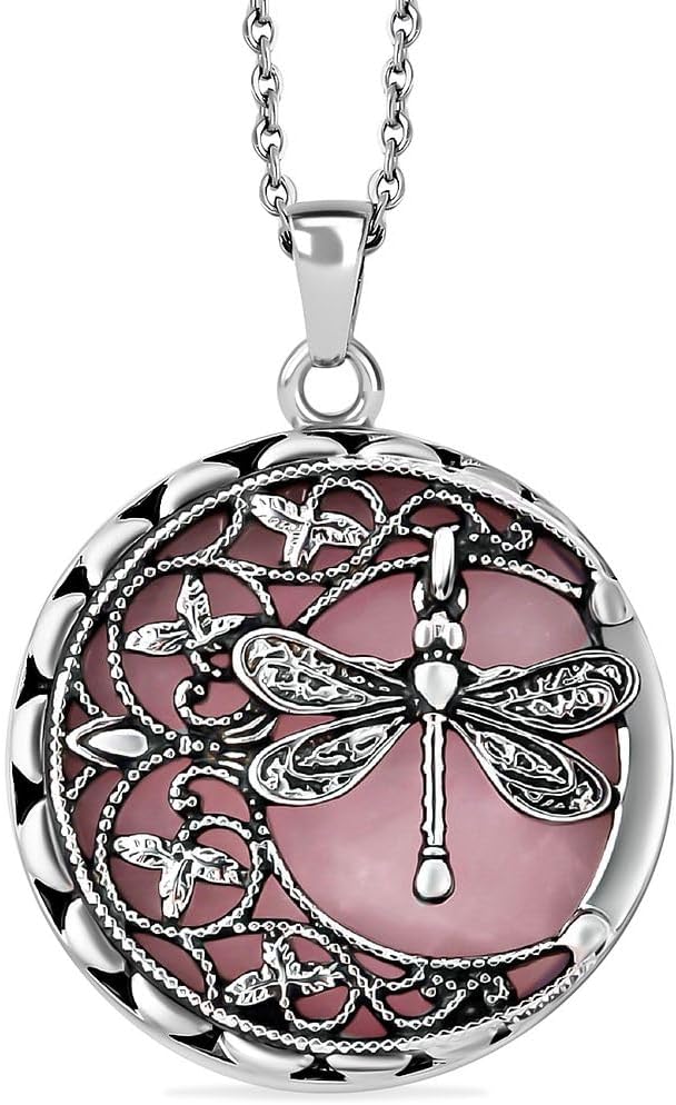 SHOP LC DELIVERING JOY Dragonfly Necklace for Women - Summer Beach Boho Jewelry - Aventurine, Carnelian, Dyed, Rose Quartz, Blue Sandstone Birthstone Necklace Birthday Gifts for Womens - 20"