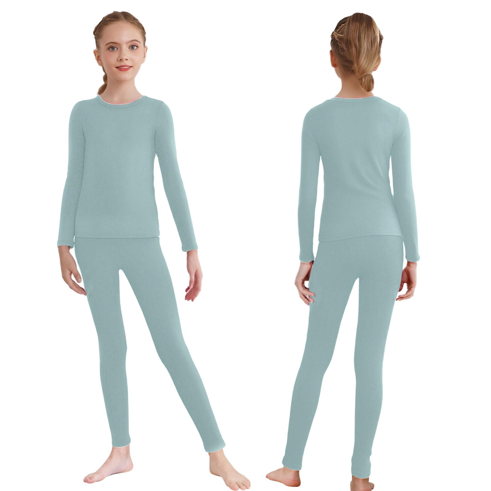 Thermal Sets for Girls Boys Long Sleeve Pullover Top with Pants
