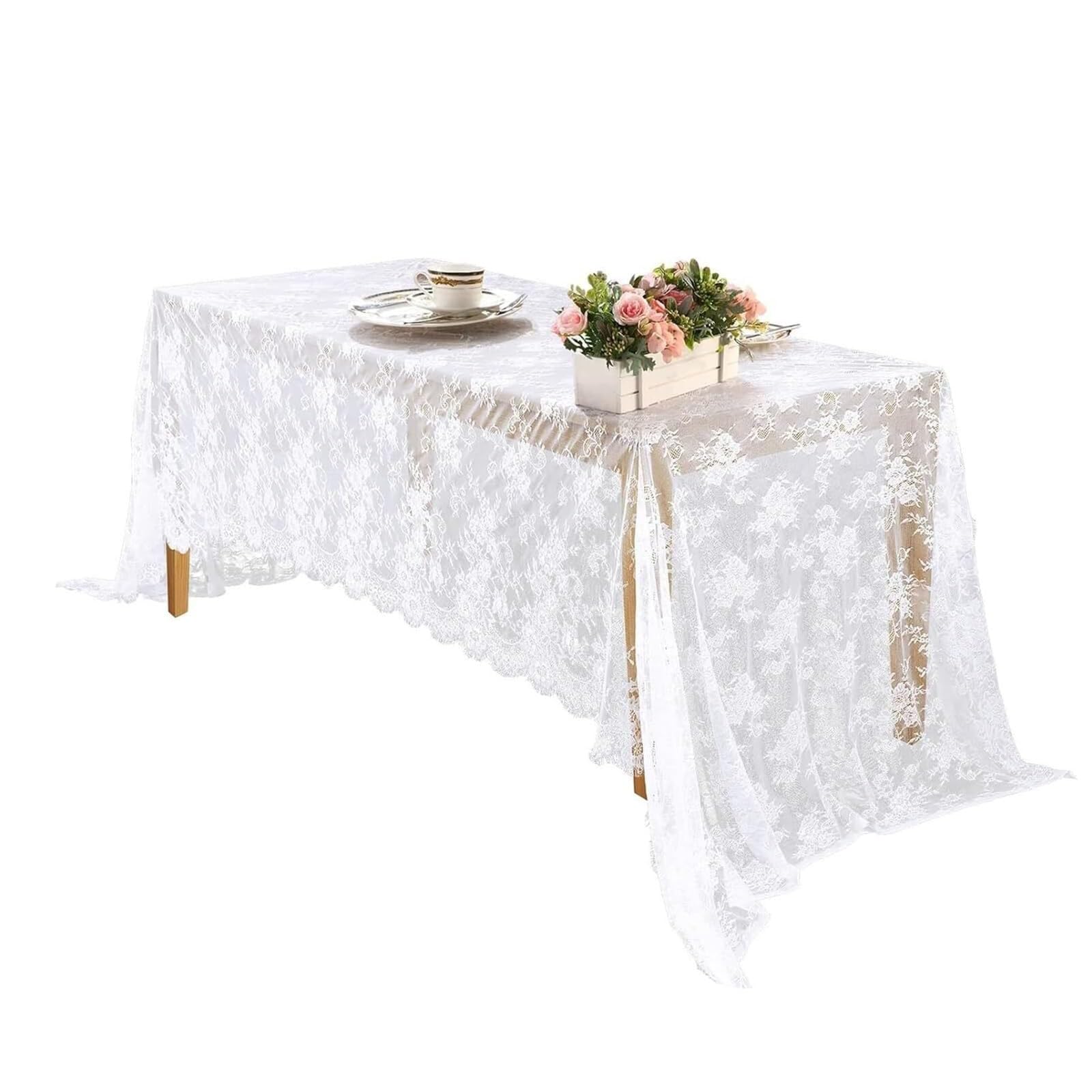 BOFYTR 1-Piece Lace Tablecloth 150x300cm Rectangular Table Cover