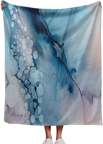 Throw Blankets Blue Watercolor Abstract Manta para Sofa Fuzzy, Warm, Cozy, Thick 30inch X 40inch