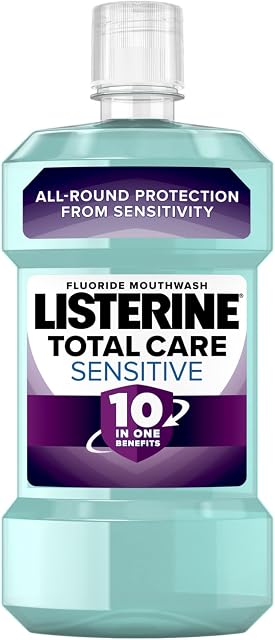 Listerine Total Care 10 in Sensitive Mouthwash, Blue, Mint, 500 ml (Pack of 1)