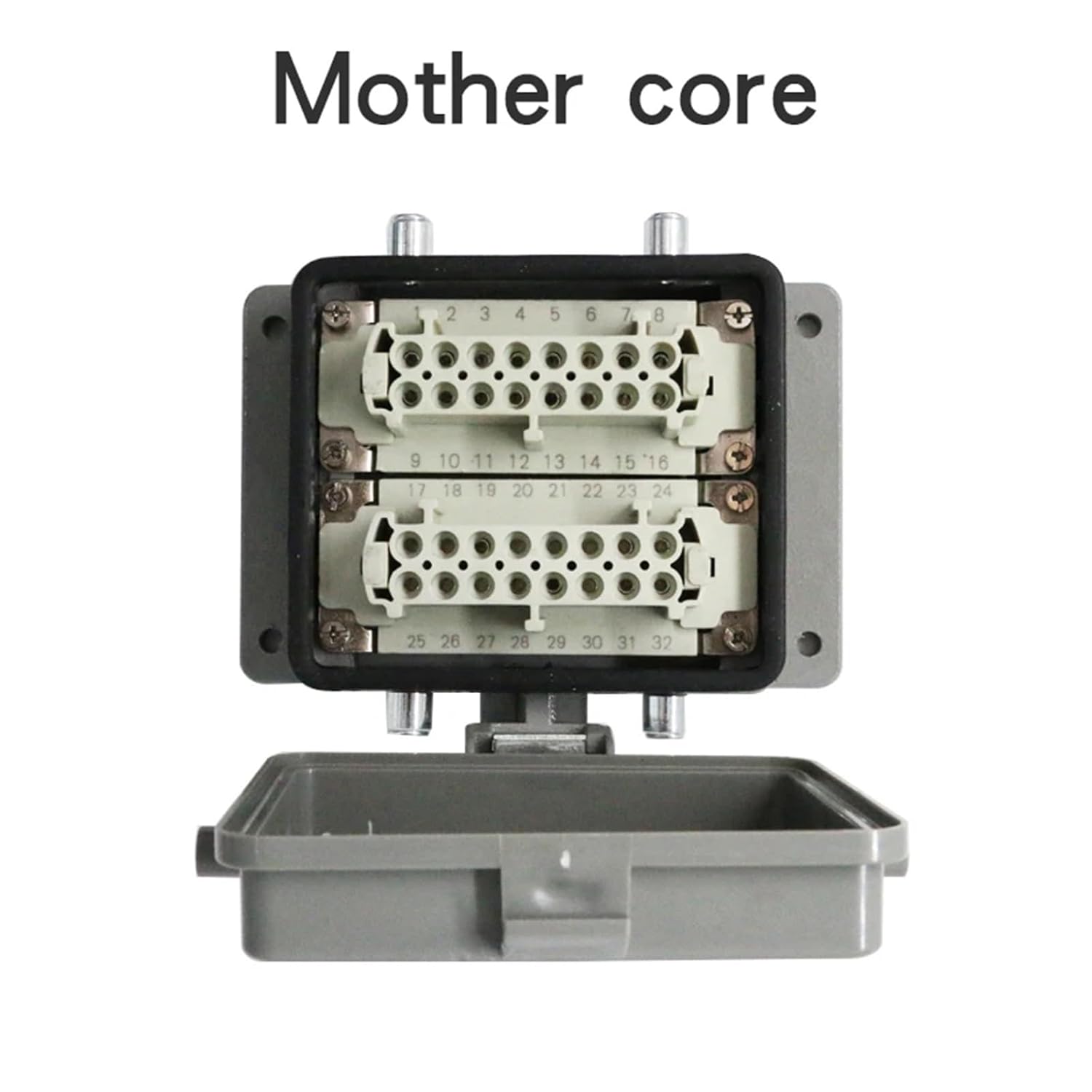 H32b-he-032 Heavy-Duty Connector 32-core Rectangular Aviation Plug Socket Industrial Waterproof 16A with Cover