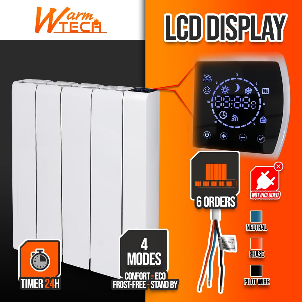 Keramikheizkörper 1000 W – Digitales Thermostat, Timer 7 Tage – Wandmontage Warm Tech
