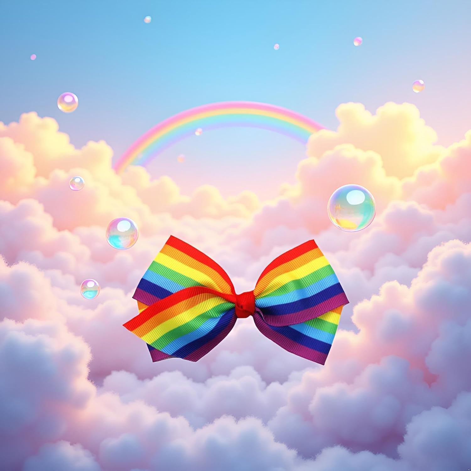 2 Pcs Rainbow Hair Clips Hair Bow for Women Girls Rainbows Hairs Accessories Pride Day Hair Accessories,Ribbon Hair Clip,Clips and Barrettes (4Inch Rainbow) - Image 4
