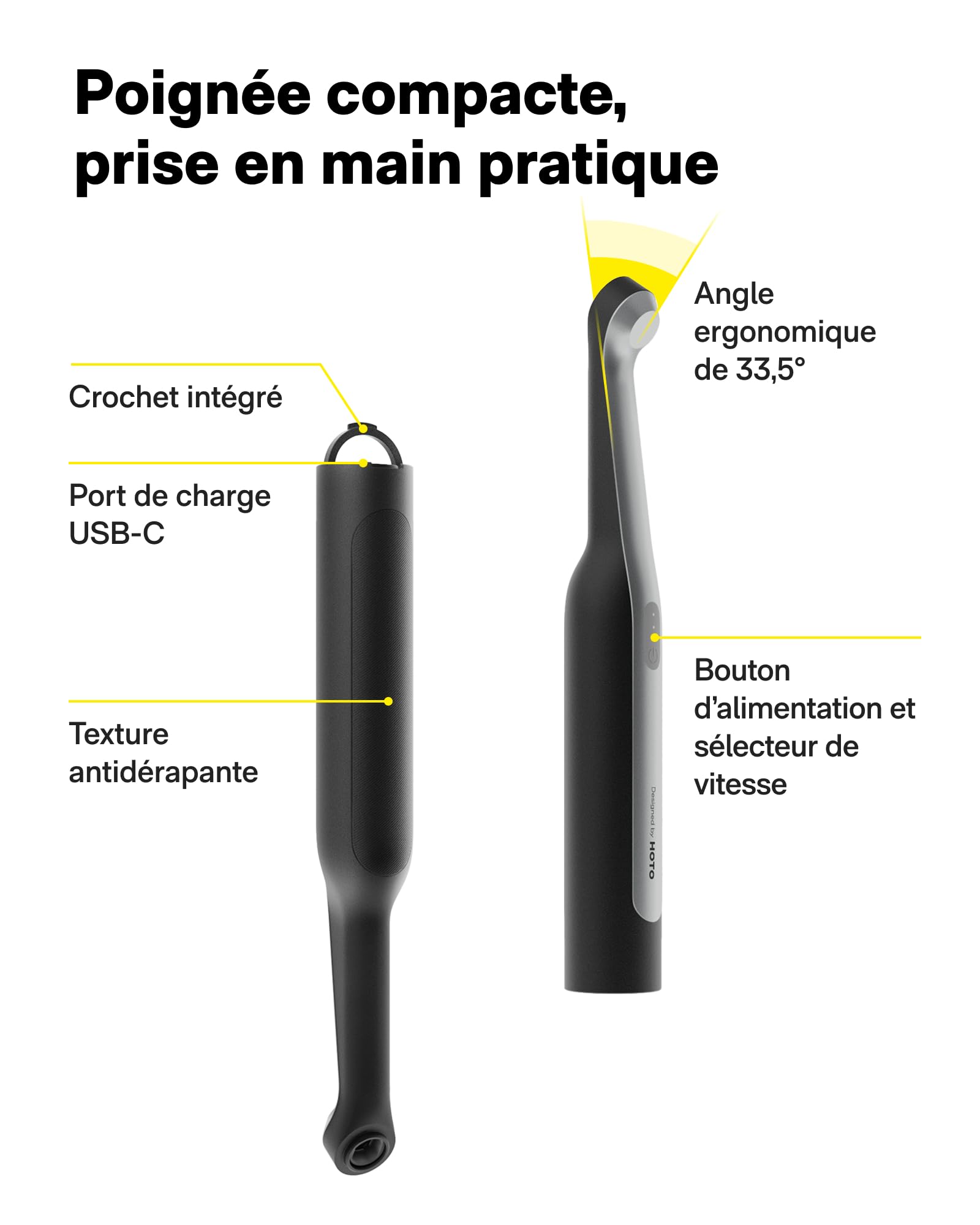 HOTO Wand™ Brosse Nettoyage Electrique Rechargeable IPX7 Étanche, Brosse Électrique Nettoyante Rotative | 12 Têtes Interchangeables - Joints, coins, cuisine & salle de bain