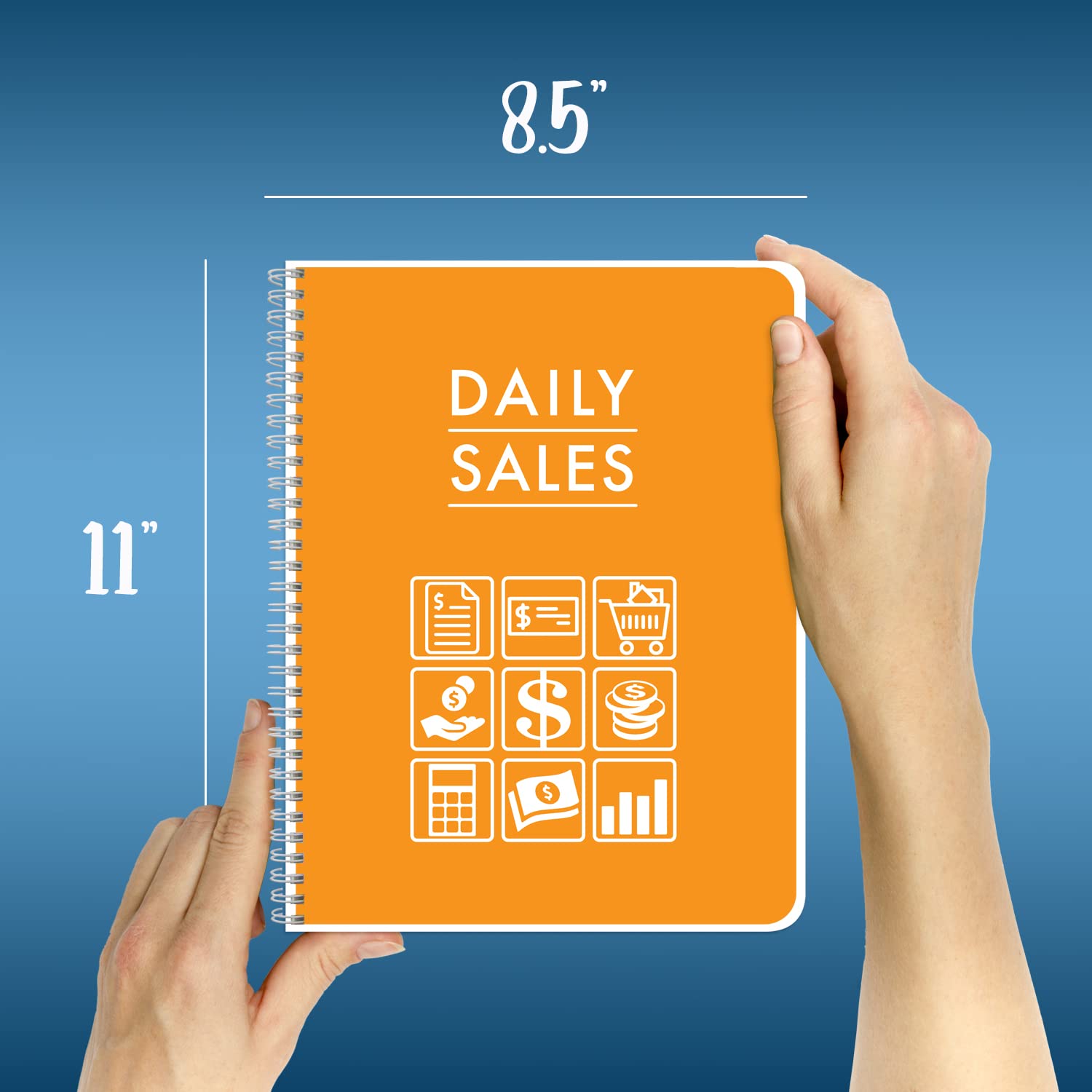 BookFactory Cuaderno de registro de ventas diarias, Wire-O, 100 páginas | Registro de resumen de ventas para pequeñas empresas, 8.5 x 11 pulgadas, fabricado en Estados Unidos
