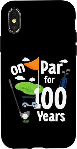 Funda para iPhone XXS On Par 100th Birthday Golf Player Theme 100 Year Old B-Day