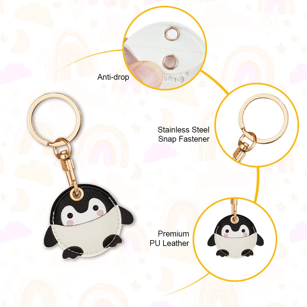 AXFEE 360° Protective Case for Apple Air-Tag, Penguin Leather Keyring Case, Holder for Air-Tags, Decorations for Key, Bag, Pet Collar — view 4