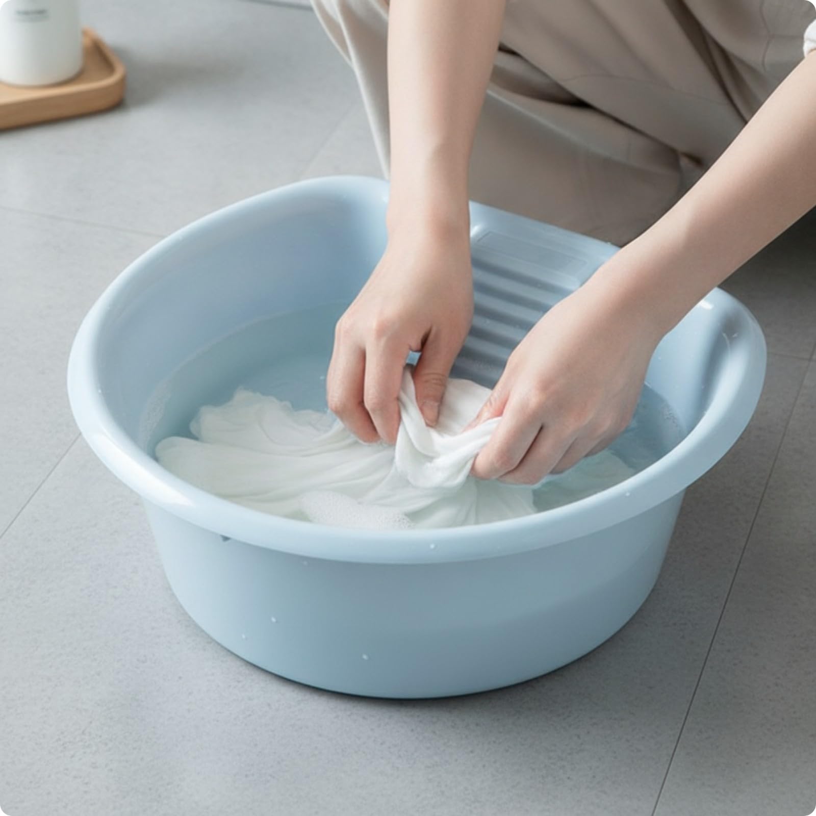Lavabo Ropa Doble Función Lavabo con Tabla Lavar Integrada Antideslizante,