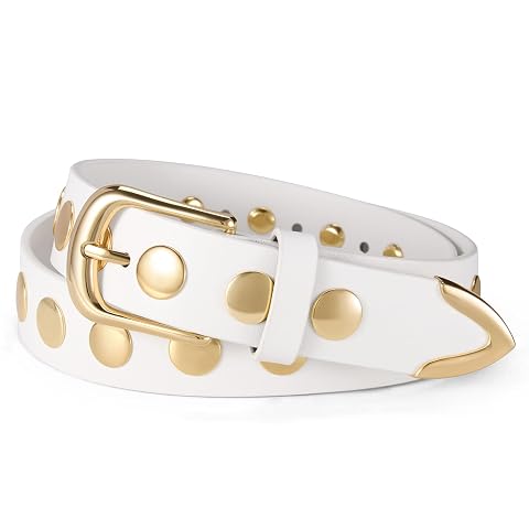 VATAN Women Leather Belt for Jeans Dresses Pants Fashion Ladies Casual Waist Belt with Gold Buckle