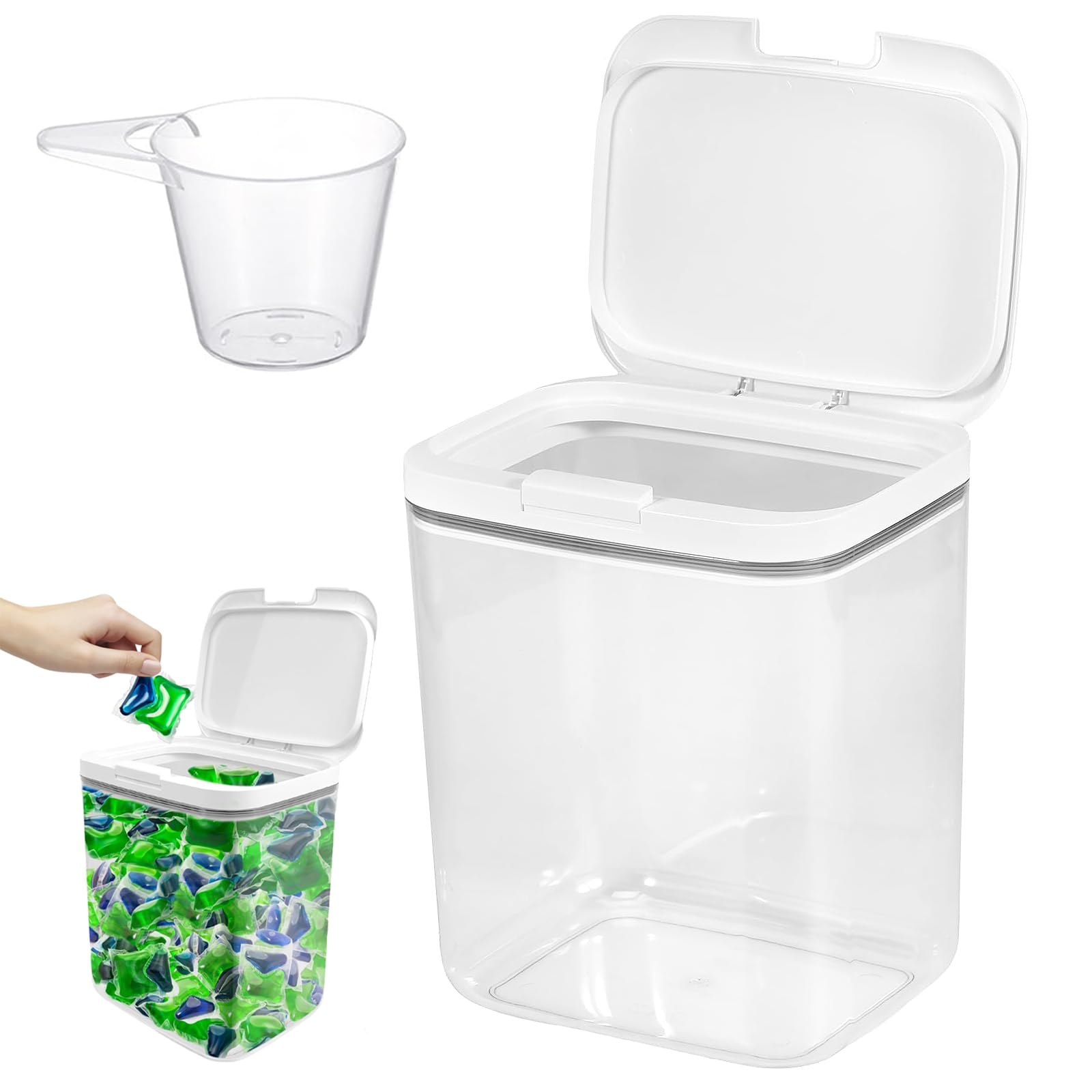 Skrzynka do przechowywania detergentu, 5,5 l, z pokrywką, pojemnik na proszek do prania, z hermetyczną pokrywką, skrzynka do przechowywania proszku do prania, do łazienki, wc