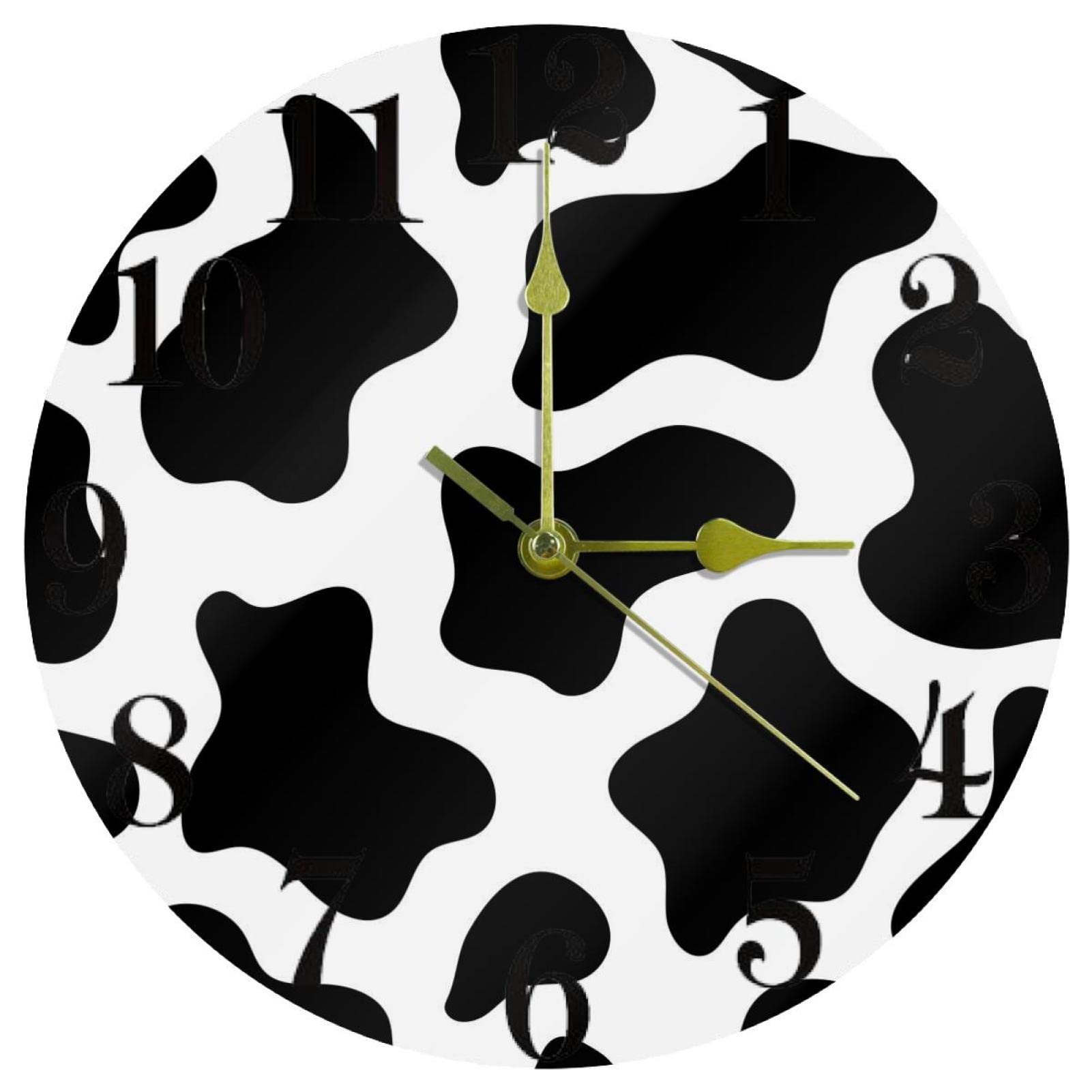 Horloge murale à quartz vache de 25,4 cm silencieuse pour cuisine et maison