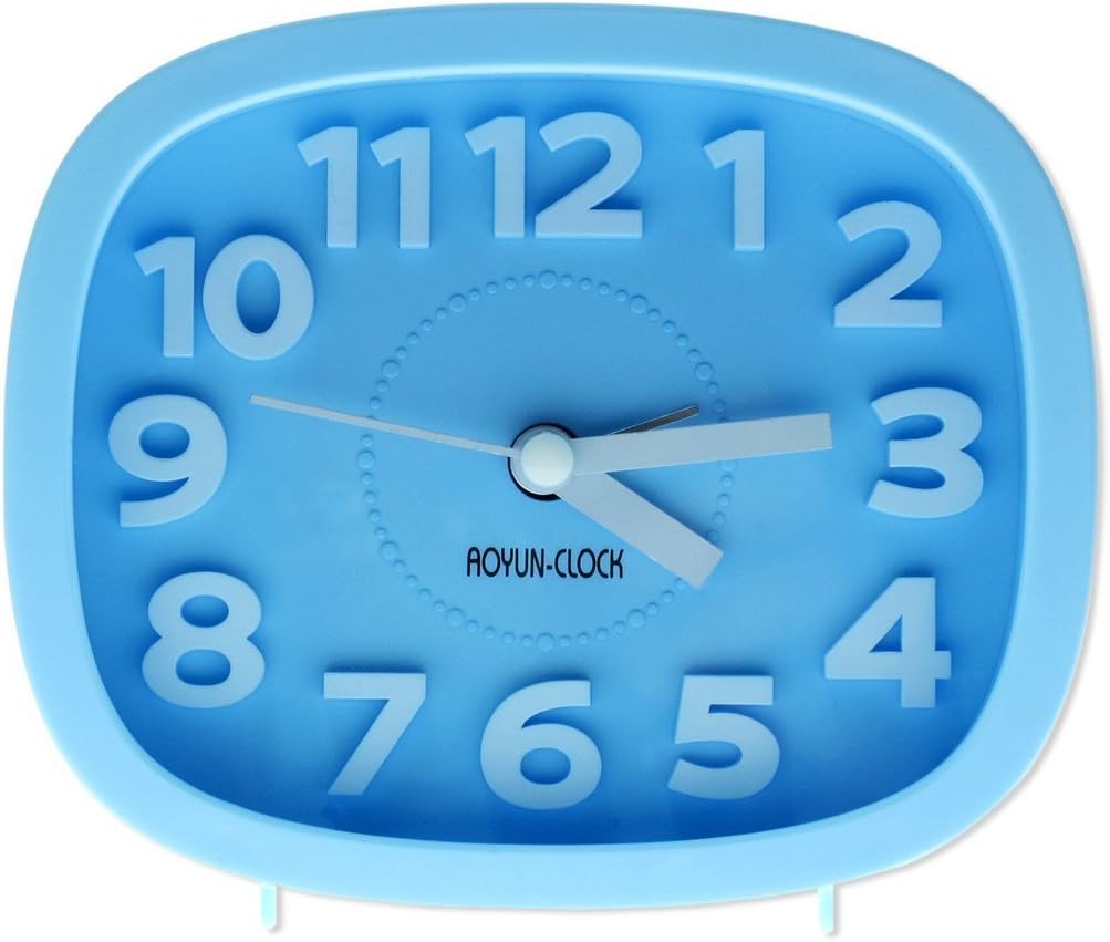 3D Modern Bedside Alarm Clock - 4-inch Rectangular Blue