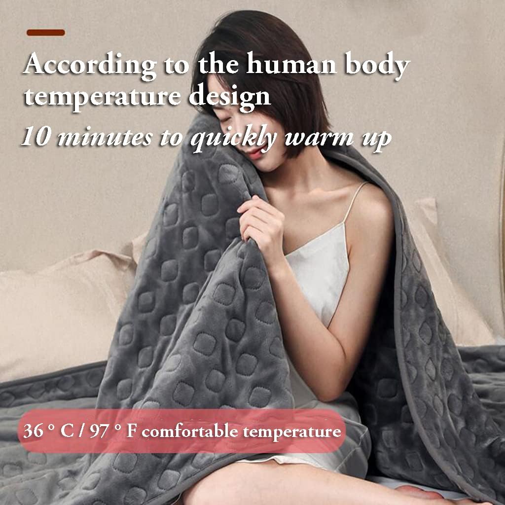 review SOYEN Relieve Fatigue Couch Heated Blanket Soft Cozy Electric Blanket Flannel Electric Warming Blanket with 5 Heating Levels 1-12 Hours Auto Off Utility Savings