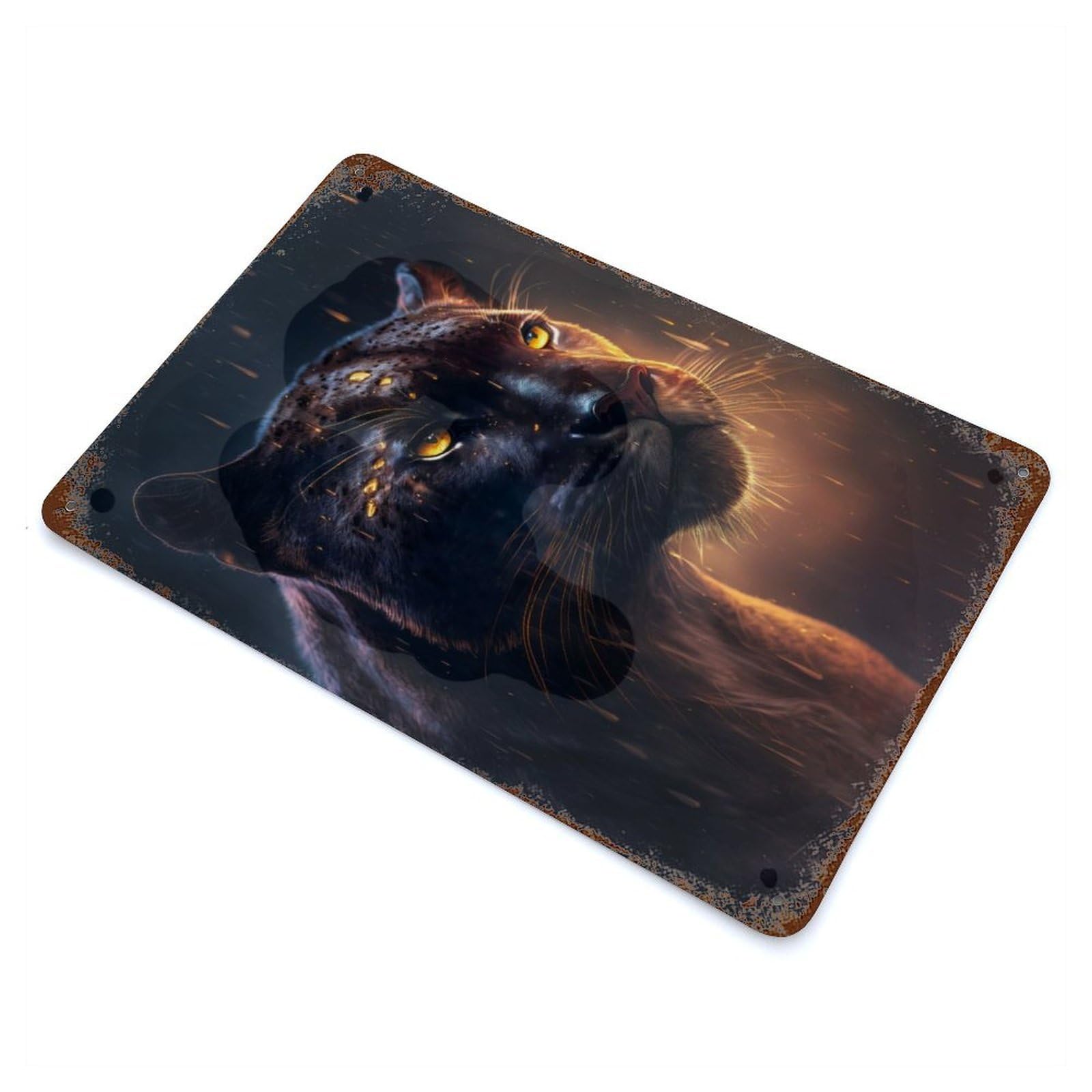 Panther Rain Rustic Tin Plaque 11.8"x7.9", Novelty Wall Decor for Garage, Pub Or Kitchen