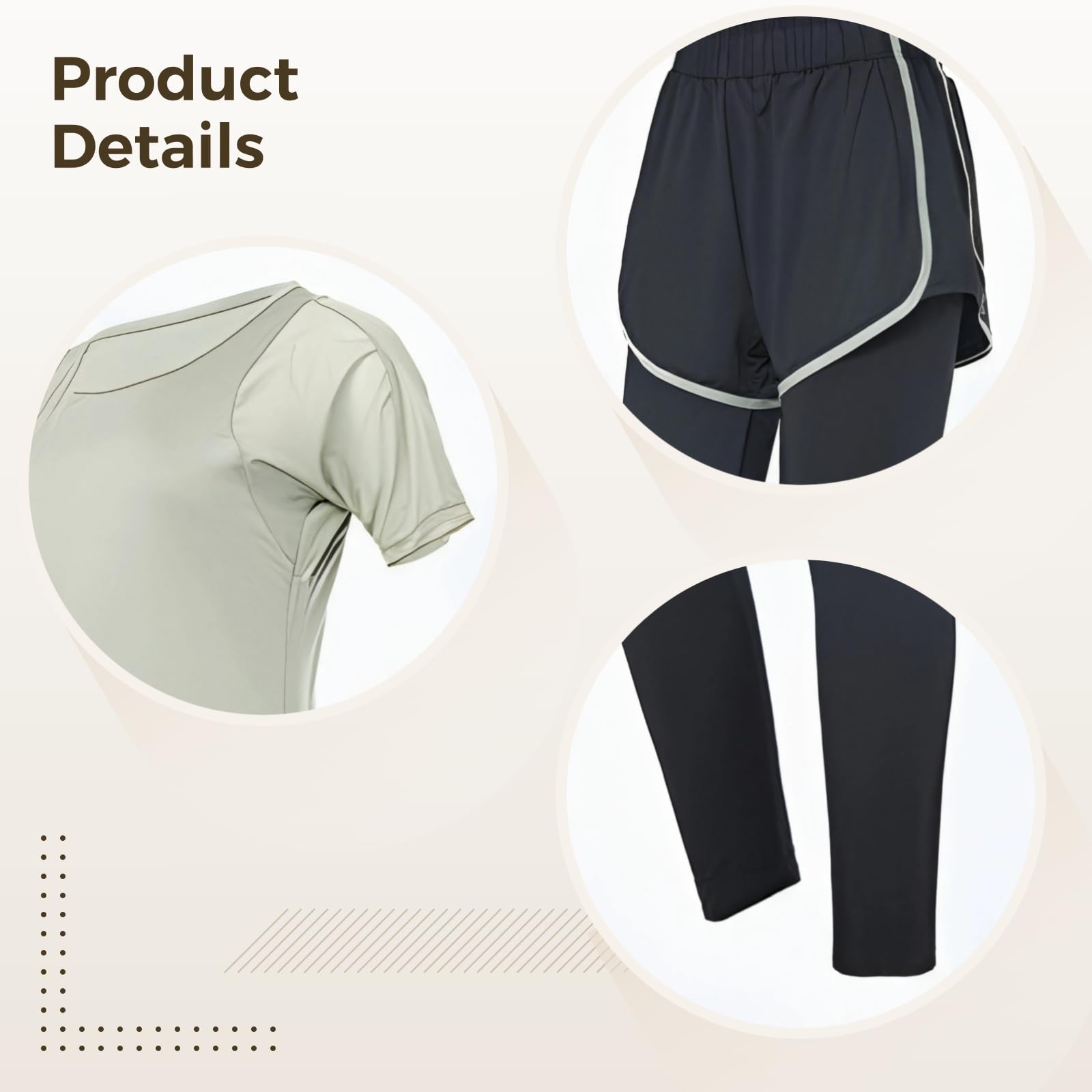 Completi Pilates nero, set da donna, abbigliamento traspirante XXL, pantaloncini sportivi e top a maniche corte inclusi, traspirante, 2 pezzi