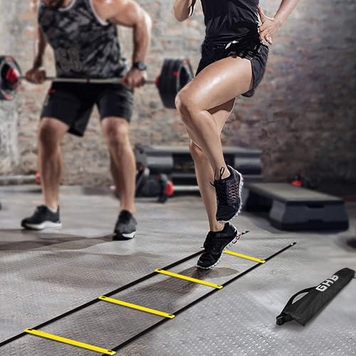 Miniatura 8 de GHB Agility Ladder Speed Training Ladder Workout Ladder with 6 or 10 Cones 12 Rung 20ft with Resistance Parachute