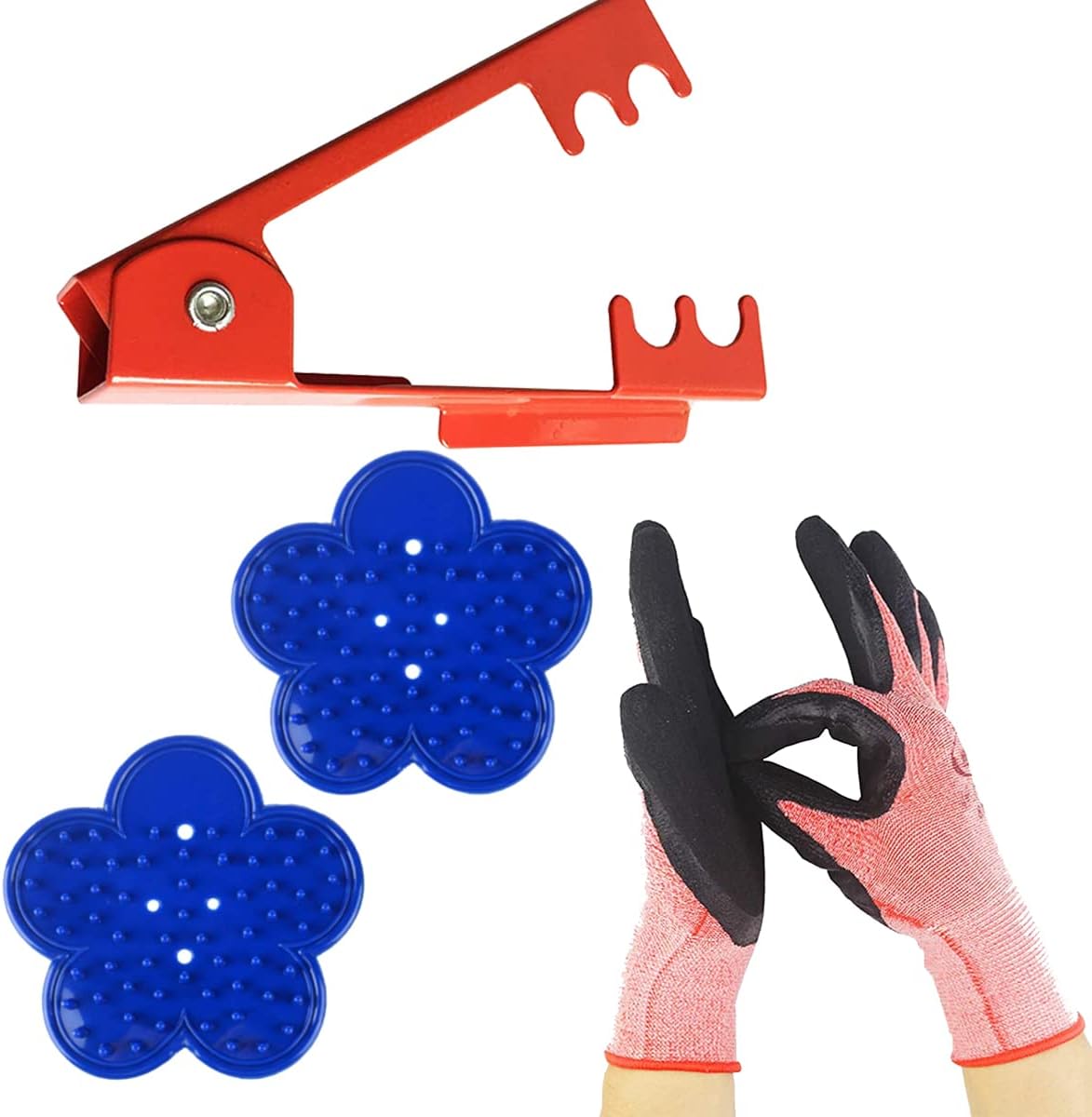 LuFOX 4PCS Rose Stripper Thorn Remover Tool Kit Thorn and Leaf Stripping Tool & Garden Glove