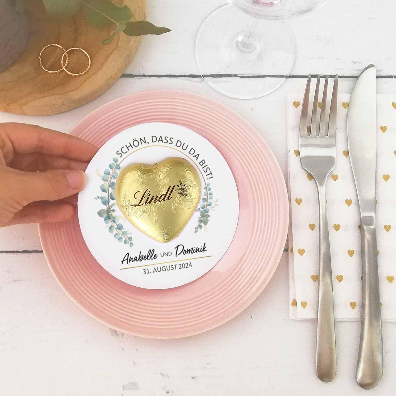 Herz & Heim® Gastgeschenk zur Hochzeit (Eukalyptus, 40 Stück)