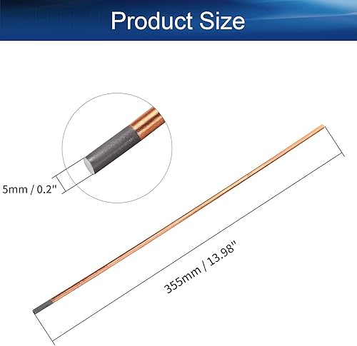 Miniatura 26 de Auniwaig 2 piezas de 0.47 pulgadas x 14 pulgadas, carbono recubierto de cobre, varillas de carbono recubierto de cobre electrodo