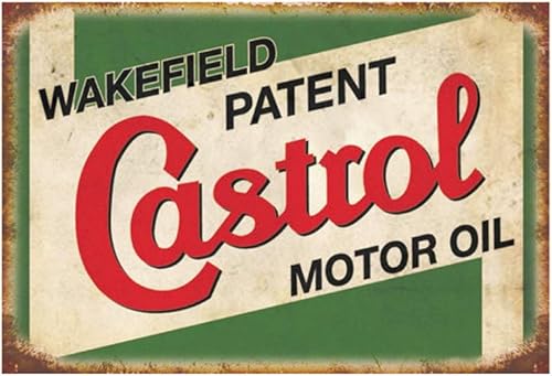 PEI's Letrero de metal retro vintage, aceite de motor Castrol, decoración de pared para el hogar, garaje, bar, cueva de hombre, 8x127.9x11.8 in