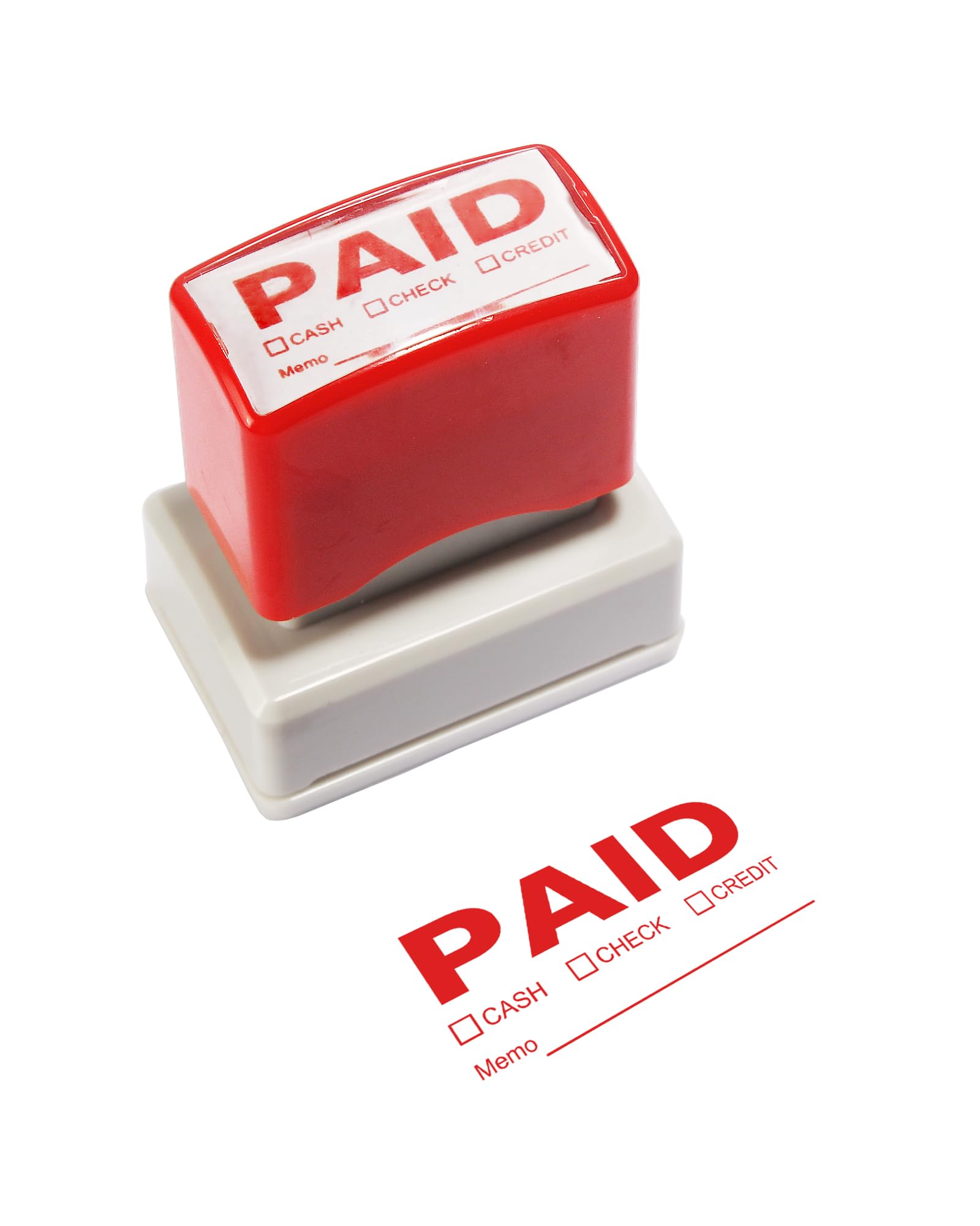 Juqumty Red Self-Inking Rubber Stamp Business Stamp For Office Quick Document Processing Ink Refillable Clear Impressions Office Stamp – Paid