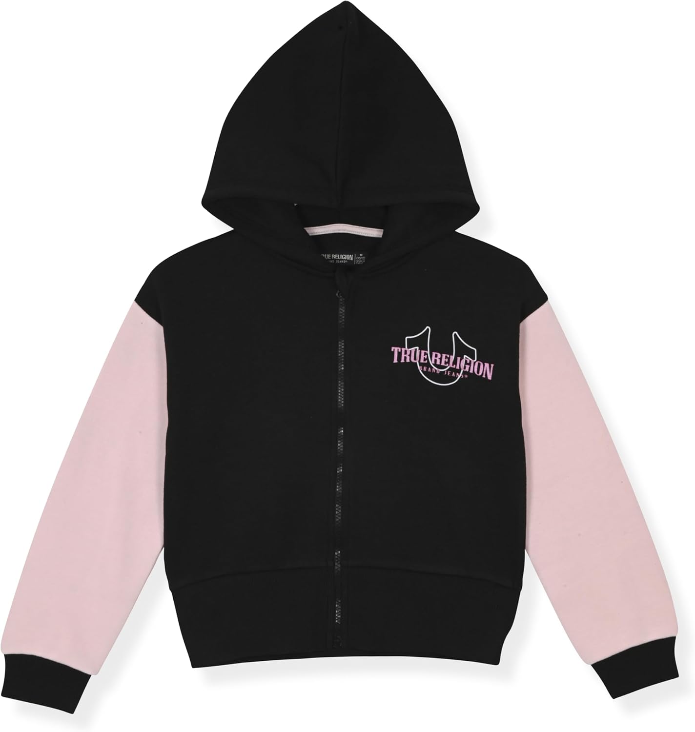 True Religion Girls 3 Piece Fleece Set – Hoodie, Tee Shirt & Jogger/Legging Outfit, Rhinestud & Foil Details (Sizes 4-14) - Image 2