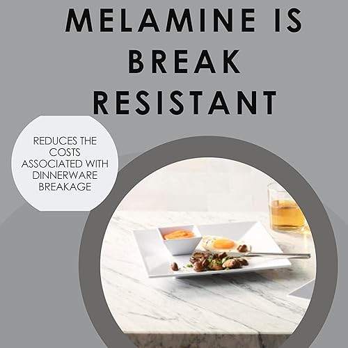 Miniatura 3 de International 7064MM206 - Cuenco de sopa de postre de melamina, barra irrompible resistente, blanco polar cuadrado de 4 pulgadas, 1.8 pulgadas de