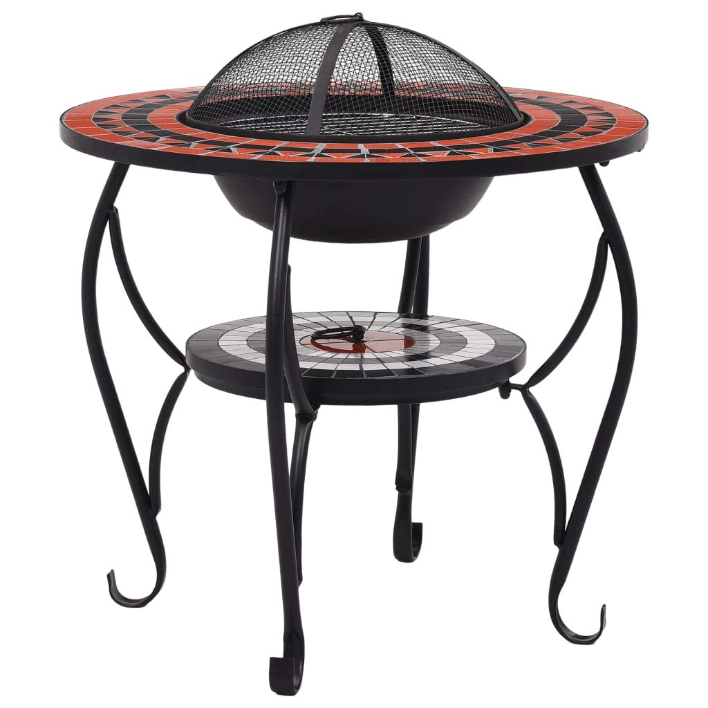 Homgoday Palenisko Mozaika Ceramiczna Terakota i Biały 68 cm Palenisko Ogrodowe Palenisko Ogrodowe Firefire Bowl Czarny, Do Ogrodu Tarasu