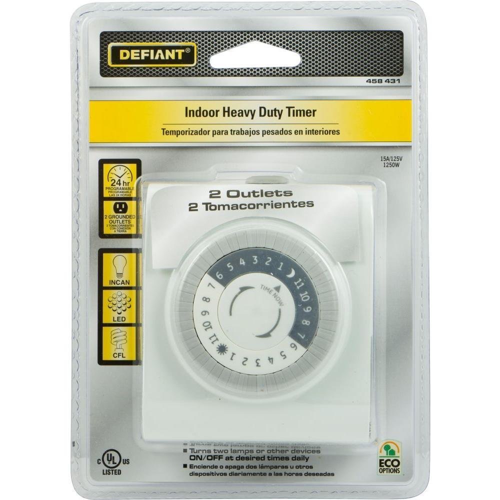 15-Amp 24-Hour Plug-In Heavy Duty Mechanical Pin Timer with 2 Grounded Outlets