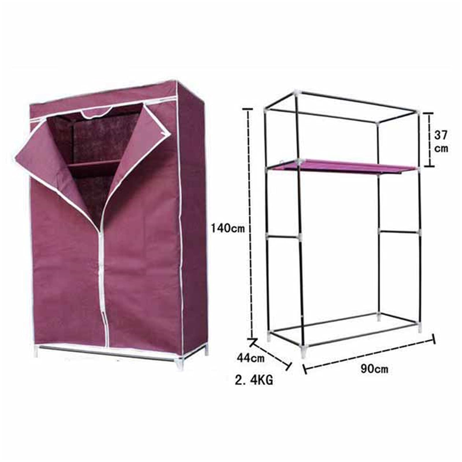 Offener Kleiderschrank,langlebiger Schrank-Aufbewahrungsorganisator aus Vliesstoff,tragbarer Metall-Kleiderbügel für Kleiderschränke,140 x 90 x 44 cm (Größe: 140 x 90 x 44 cm,Farbe: E)
