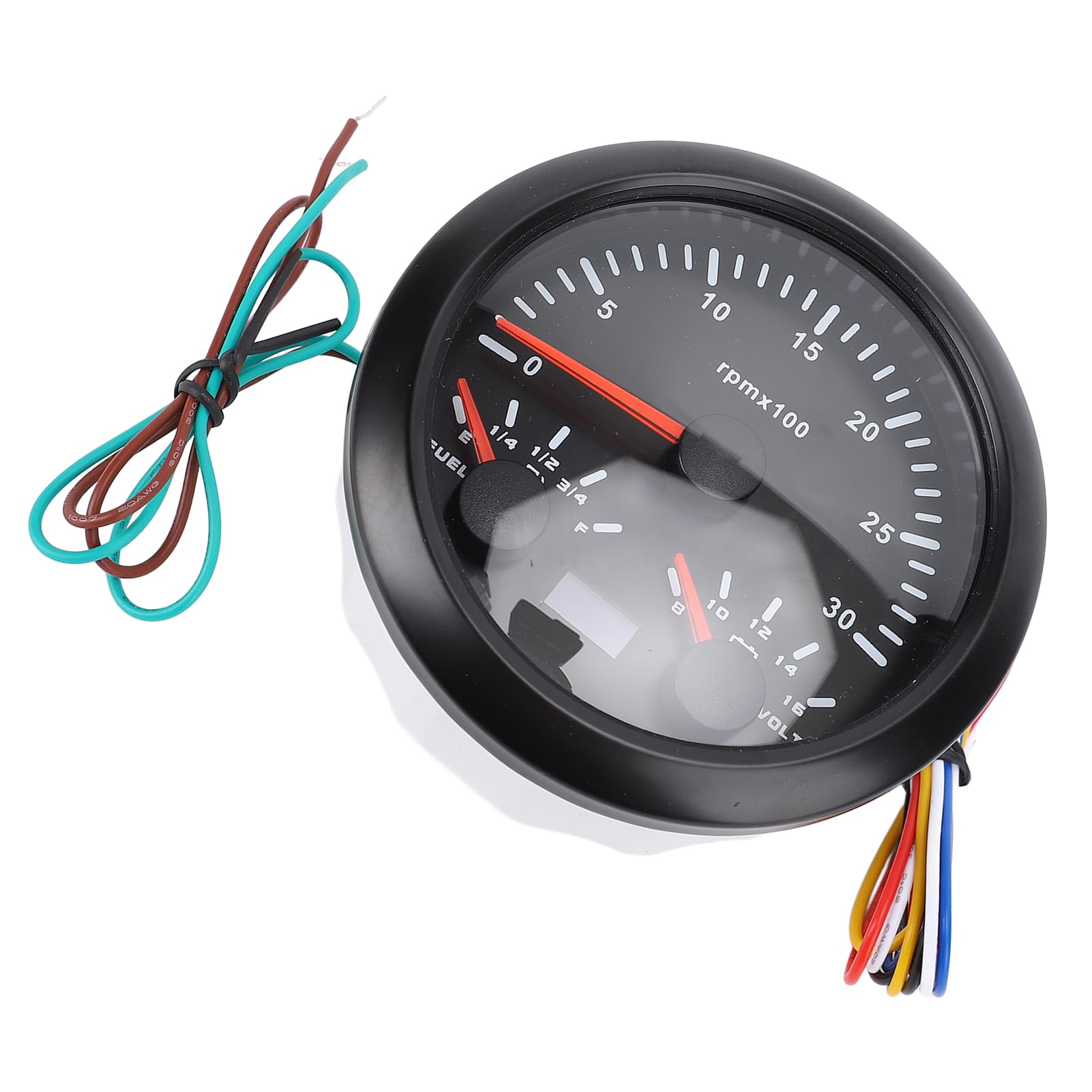 aqxreight 85 Mm Morski Tachometr 85 Mm Tachometr łodzi 3 w 1 Prędkościomierza 3000 Rpm Wskaźnik Napięcia Napięcia z 7 Kolorami Podświetlenie dla Ciężarówki RV Motocykl (aqxreightuap7gvo1th-12)