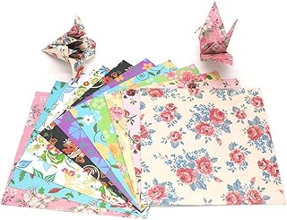 DECHOUS 120枚入り正方形折り紙 花柄片面印刷 創造的な折り紙の花 紙工芸用 と大人向けDIYクラフト 学校プロジェクト パーティーデコレーショ