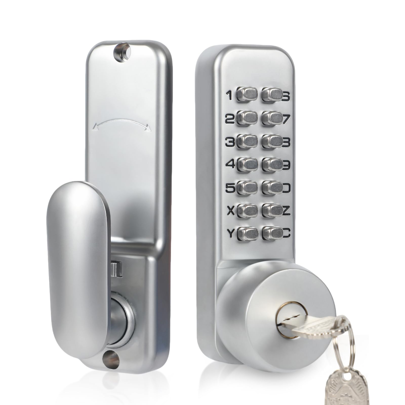 Cerradura de combinación mecánica, cerradura de puerta sin llave impermeable con código de números, aleación de zinc con ojo y llave y mango, para puerta de jardín, puerta de cristal bidireccional