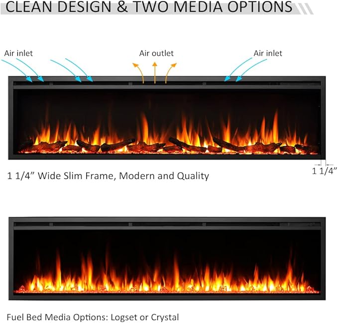 Chimenea Eléctrica LegendFlame Austin Empotrable 72" con Efecto Llama miniatura 4