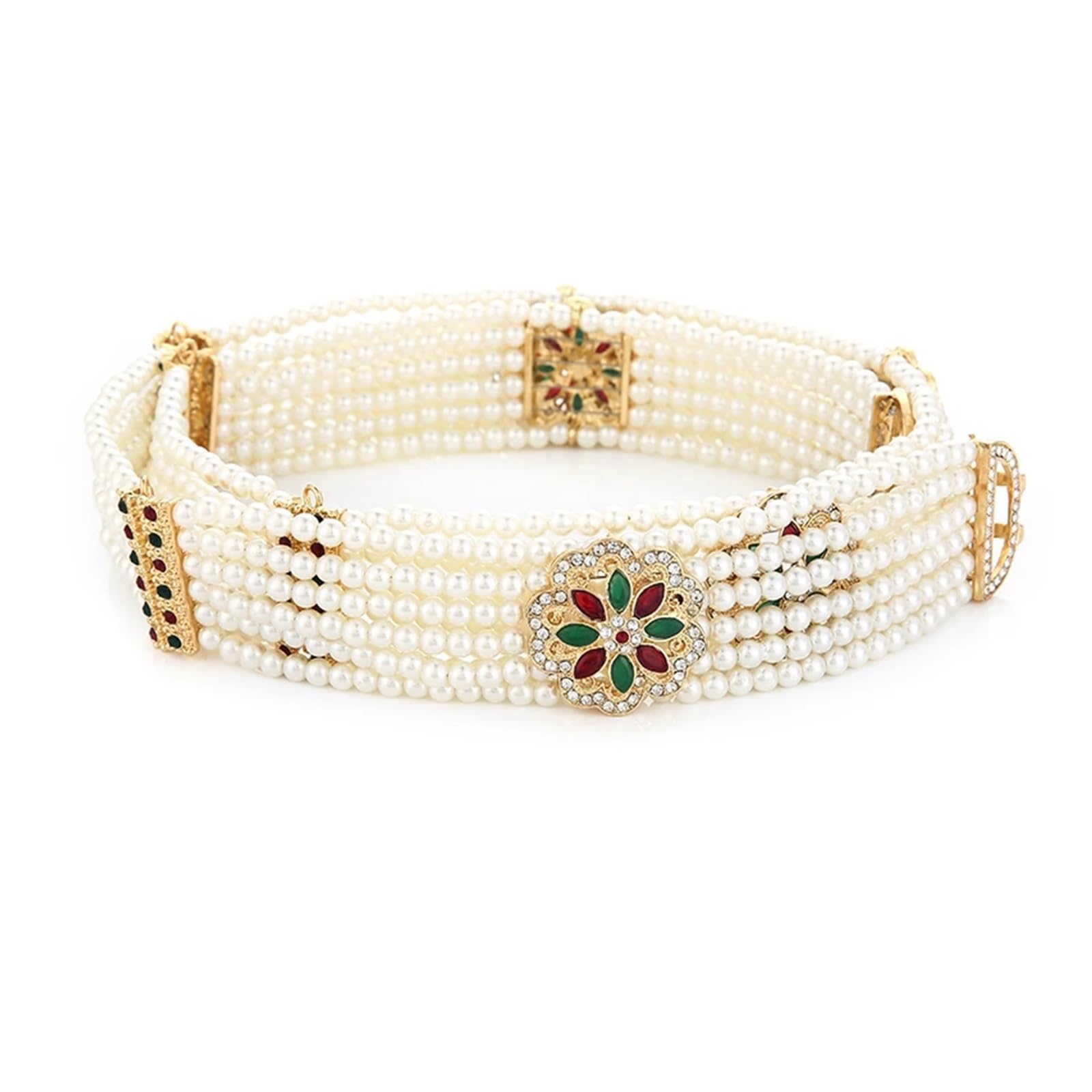 Ceintures en perles pour femme - Magnifique chaîne de taille en perles - Longueur réglable - Bijoux de mariée européenne - Fleur de mariage